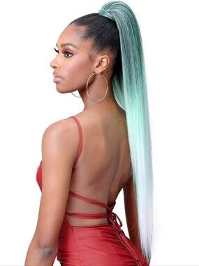 Bobbi Boss Human Hair Blend Tress Up Ponytail YAKY STRAIGHT 32 - color TNAT/GRWH